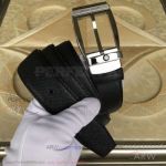 AAA Copy Montblanc Belt For Men - Black Leather Stainless Steel Buckle